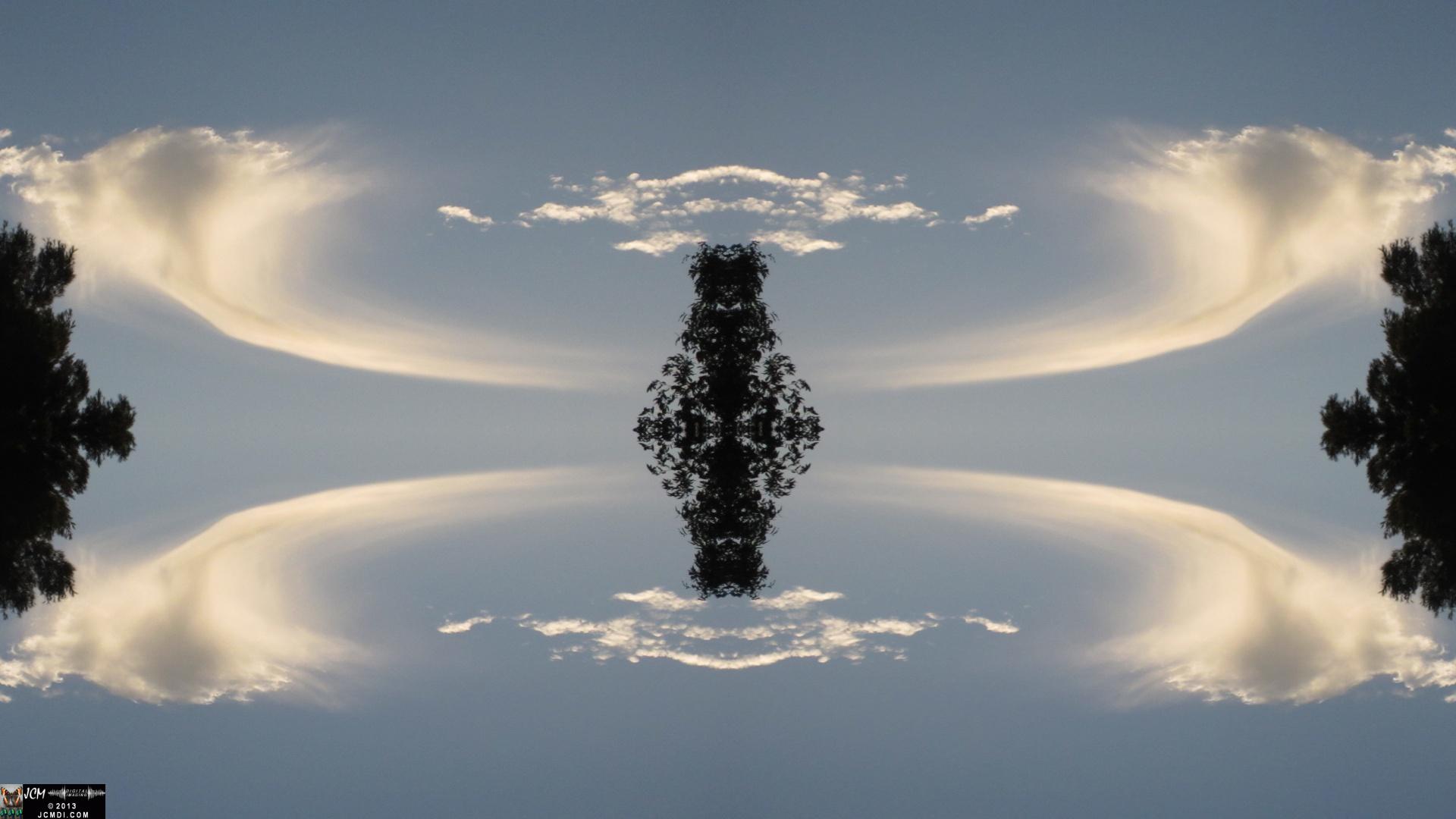 Quadroscopic Angel/Ghost clouds and sunset